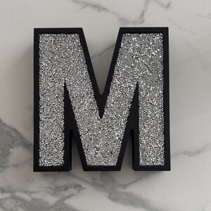 Glitter Block Letter M Accent Decor - Silver